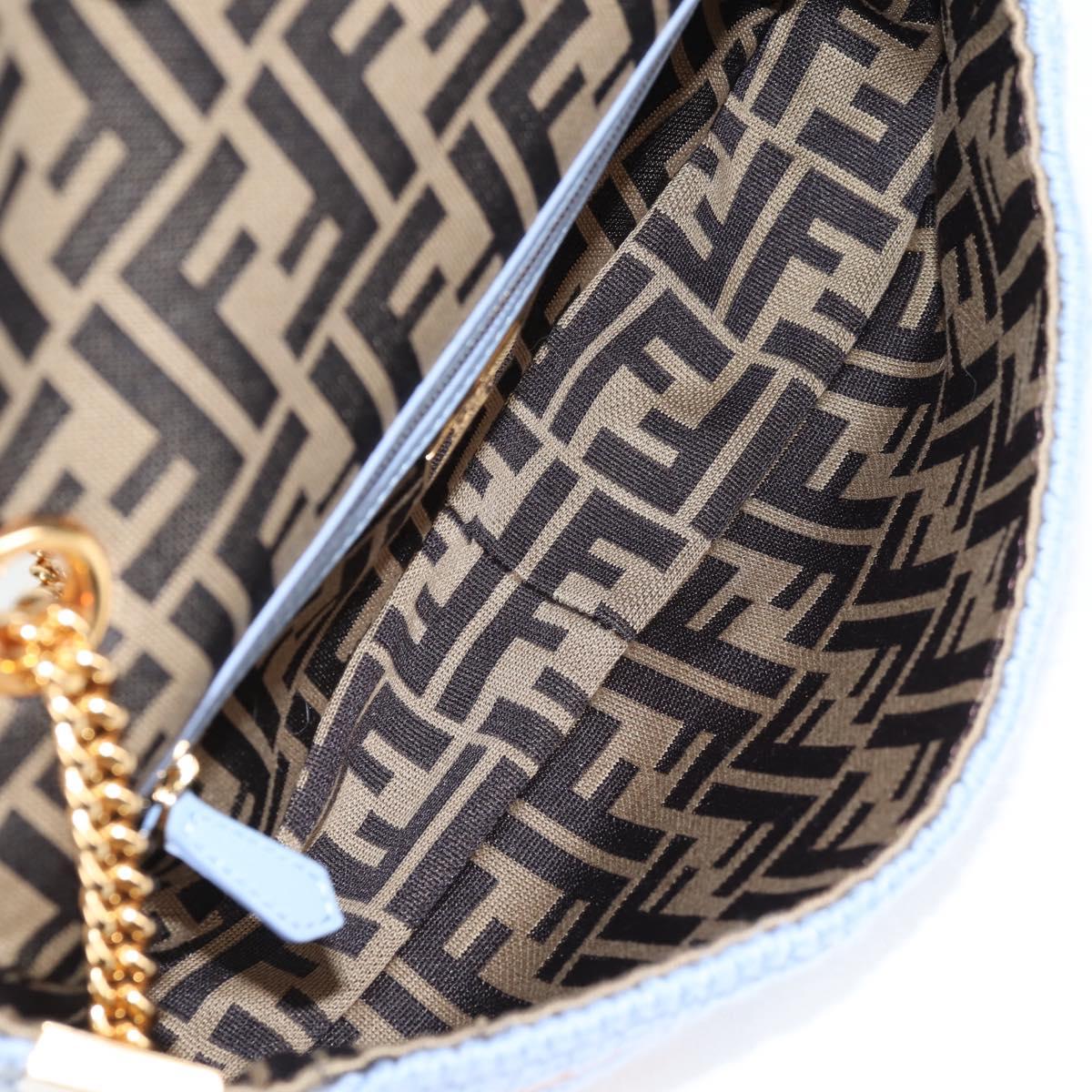 Fendi Chain Mamma Baguette Shoulder Bag Cotton 2WAY Purple Gold