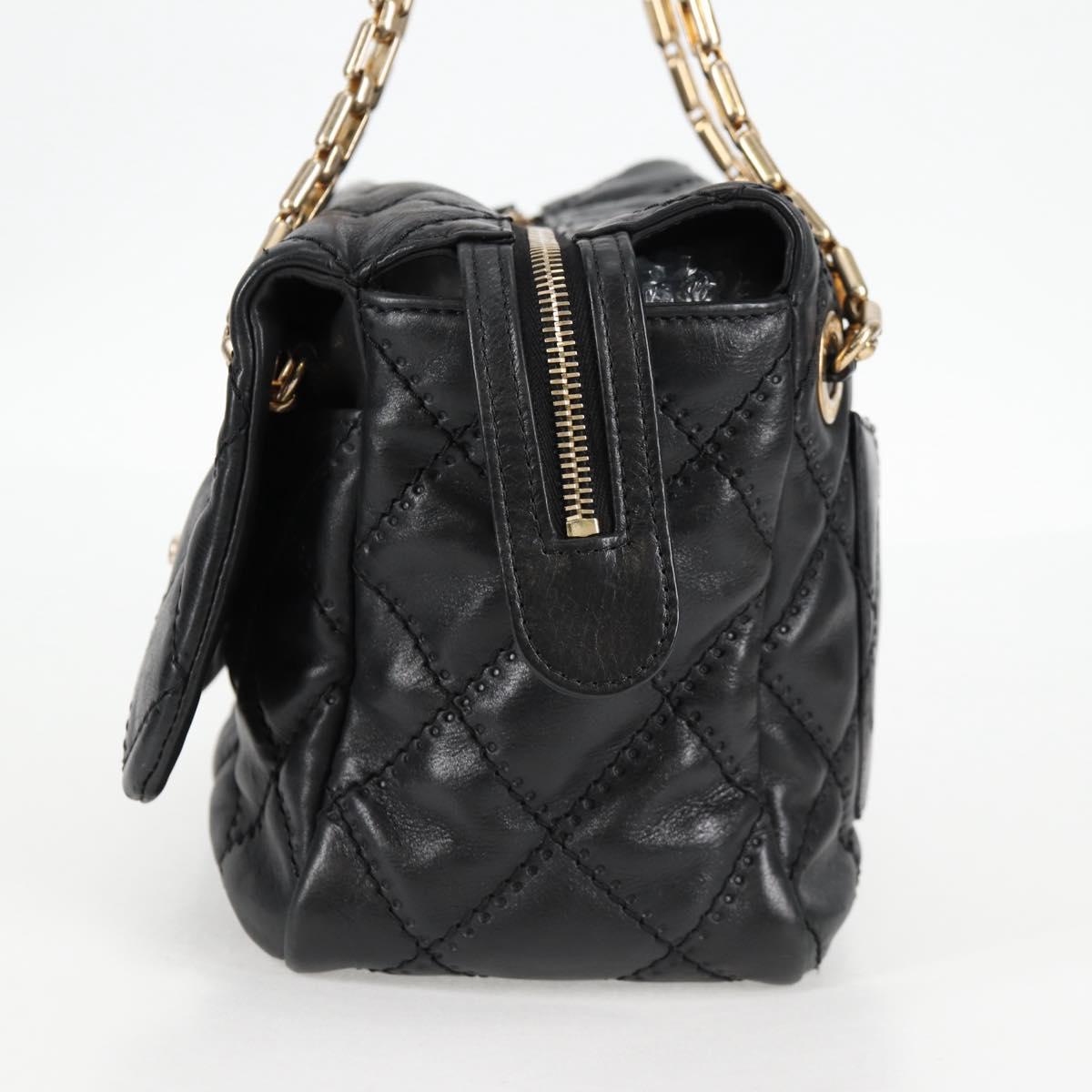 Chanel Matelasse Chain Shoulder Bag Lamb Skin Black Gold Cc