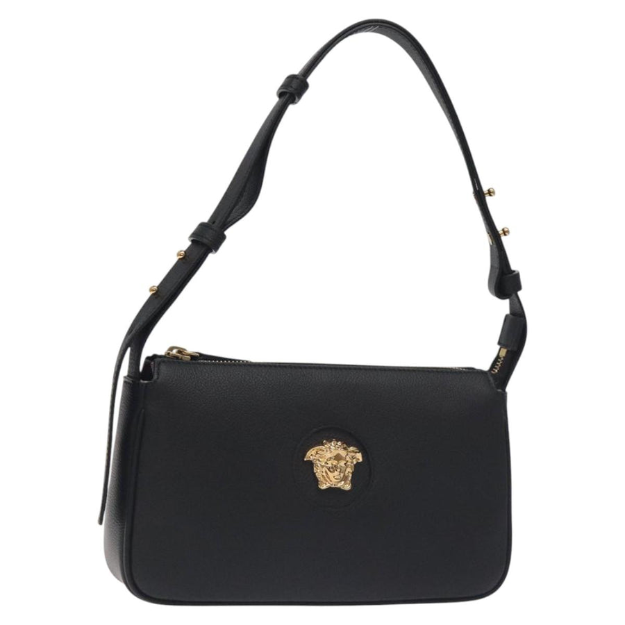 Versace Shoulder Bag Leather Black Gold
