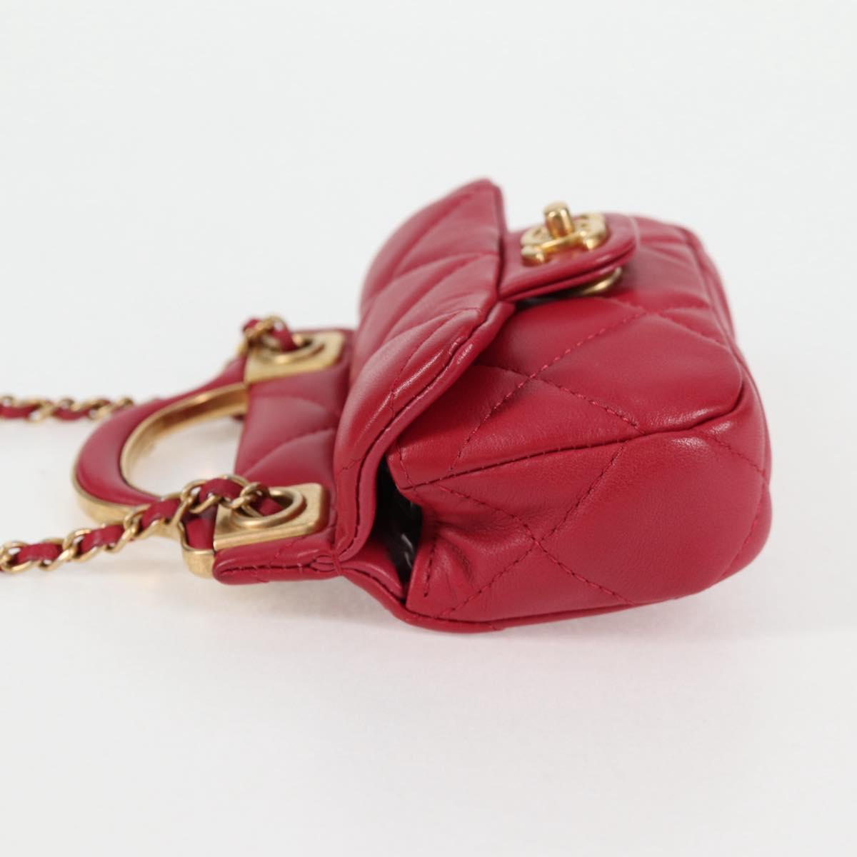 Chanel Matelasse Chain Shoulder Bag Lamb Skin Pink Gold Cc
