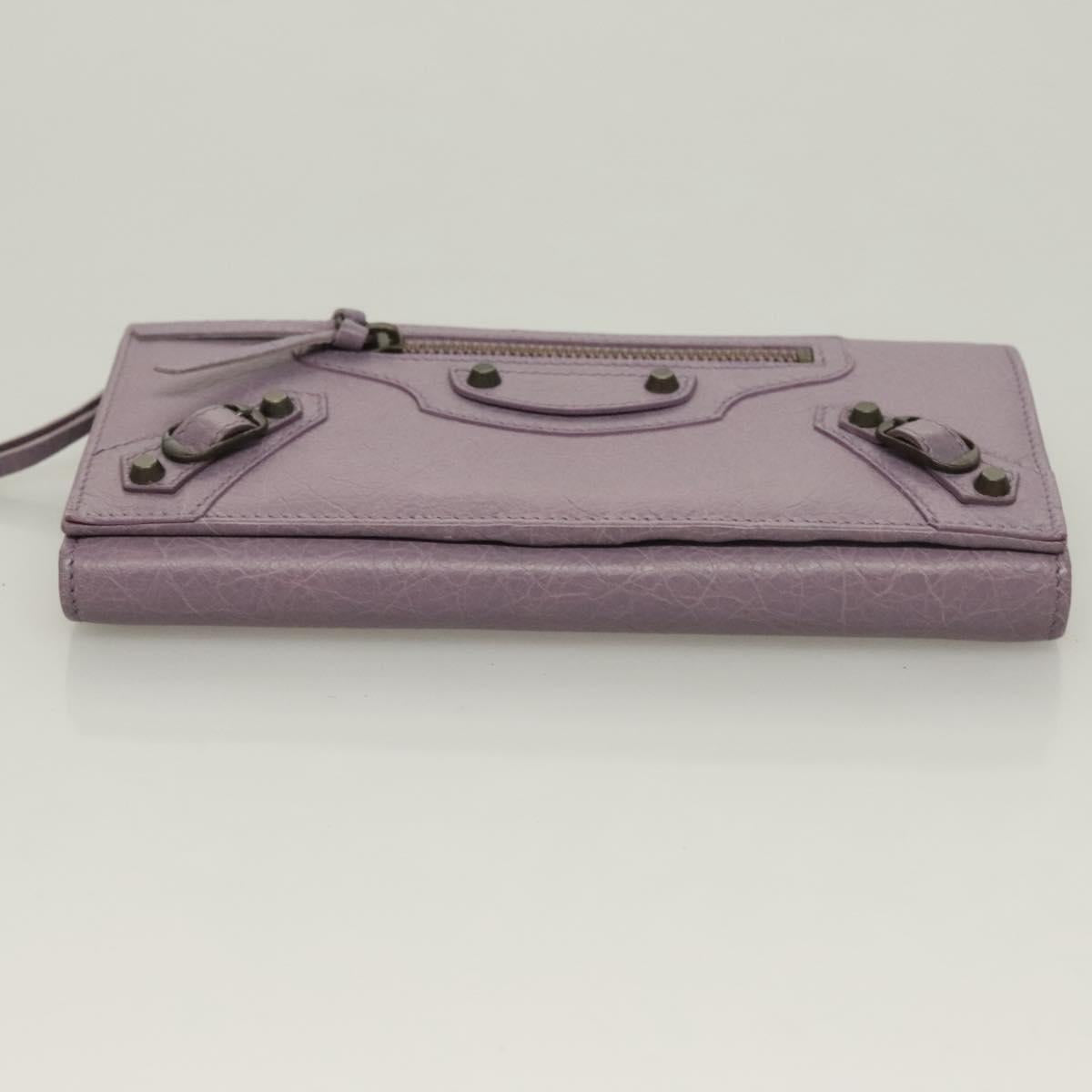 Balenciaga Classic Continental Zip Wallet Leather Purple 253038