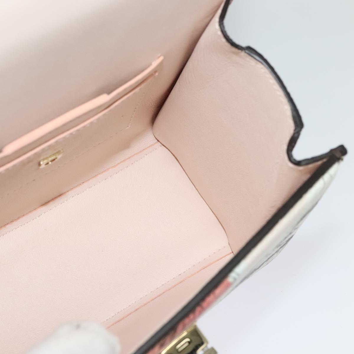 Salvatore Ferragamo Gancini Chain Hand Bag Leather 2WAY Pink Gold