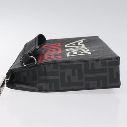 Fendi Zucca Canvas Clutch Bag Pvc Black Silver