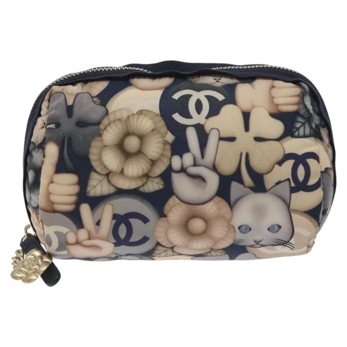 Chanel Coco Mark Pouch Nylon Navy Cc