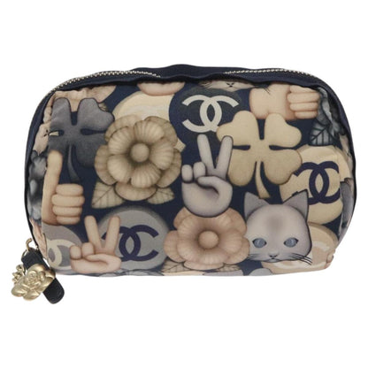 Chanel Coco Mark Pouch Nylon Navy Cc