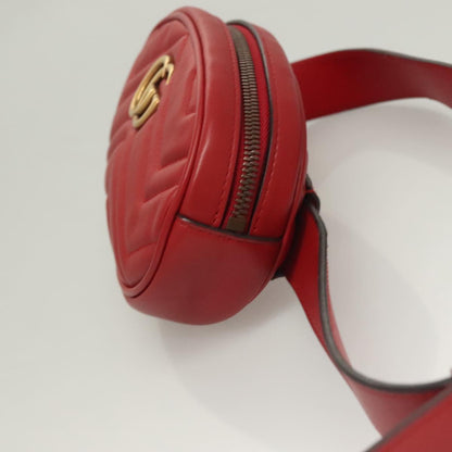 Gucci Gg Marmont Waist Bag Leather Red Gold 476434