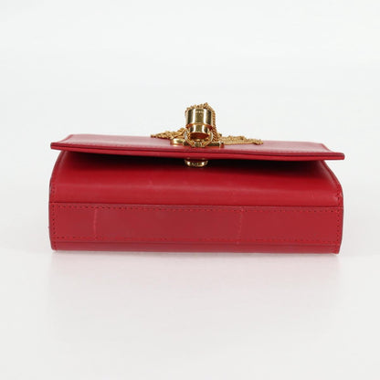 Saint Laurent Chain Shoulder Bag Leather Red Gold