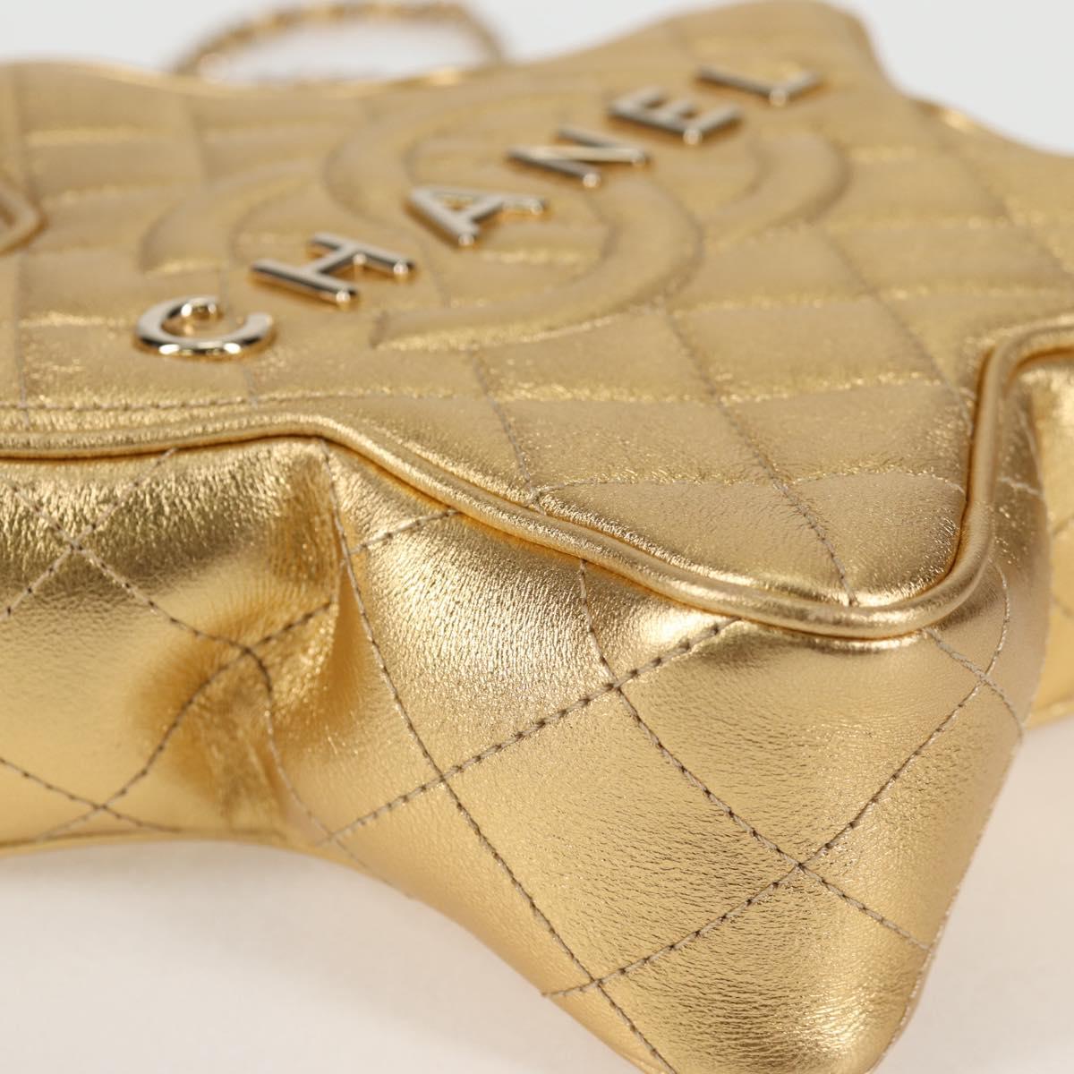 Chanel Matelasse Chain Shoulder Bag Leather Gold Cc