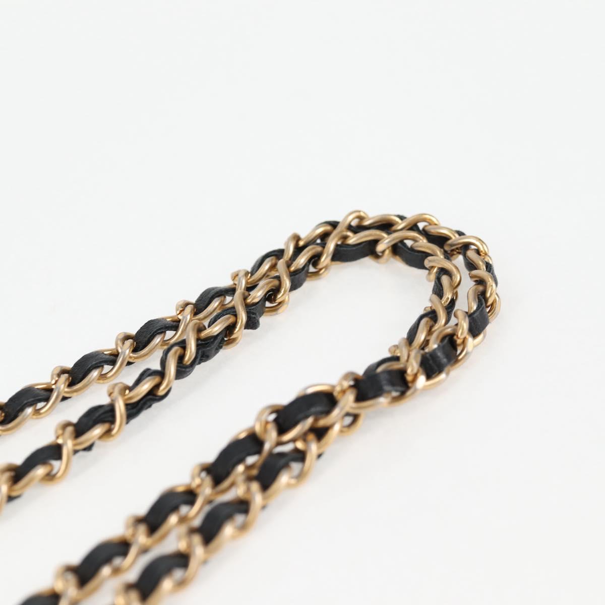 Chanel Chain Pouch Shoulder Bag Lamb Skin Black Gold Cc