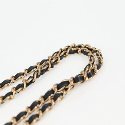 Chanel Chain Pouch Shoulder Bag Lamb Skin Black Gold Cc