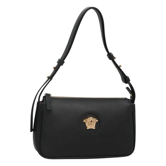 Versace Shoulder Bag Leather Black Gold