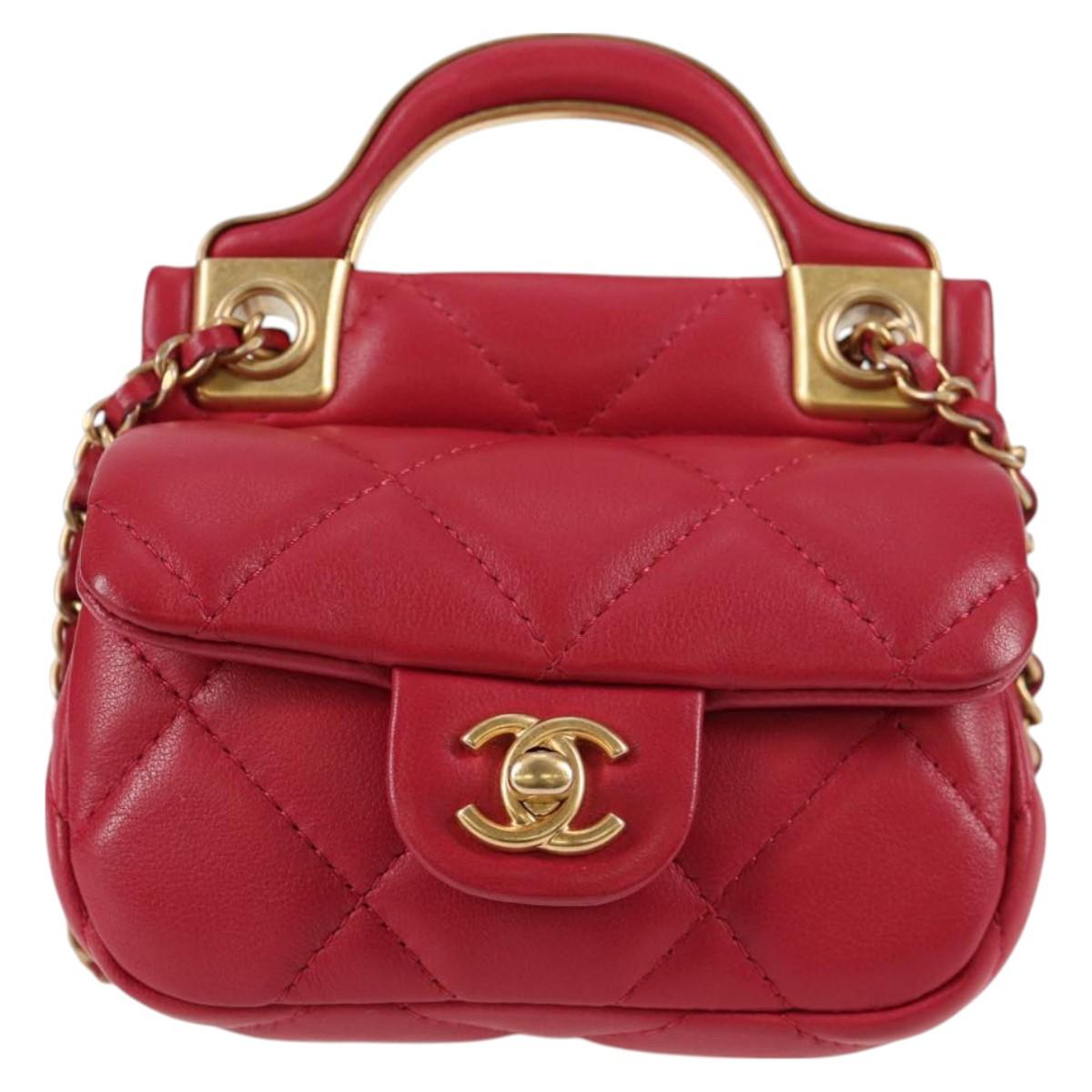 Chanel Matelasse Chain Shoulder Bag Lamb Skin Pink Gold Cc