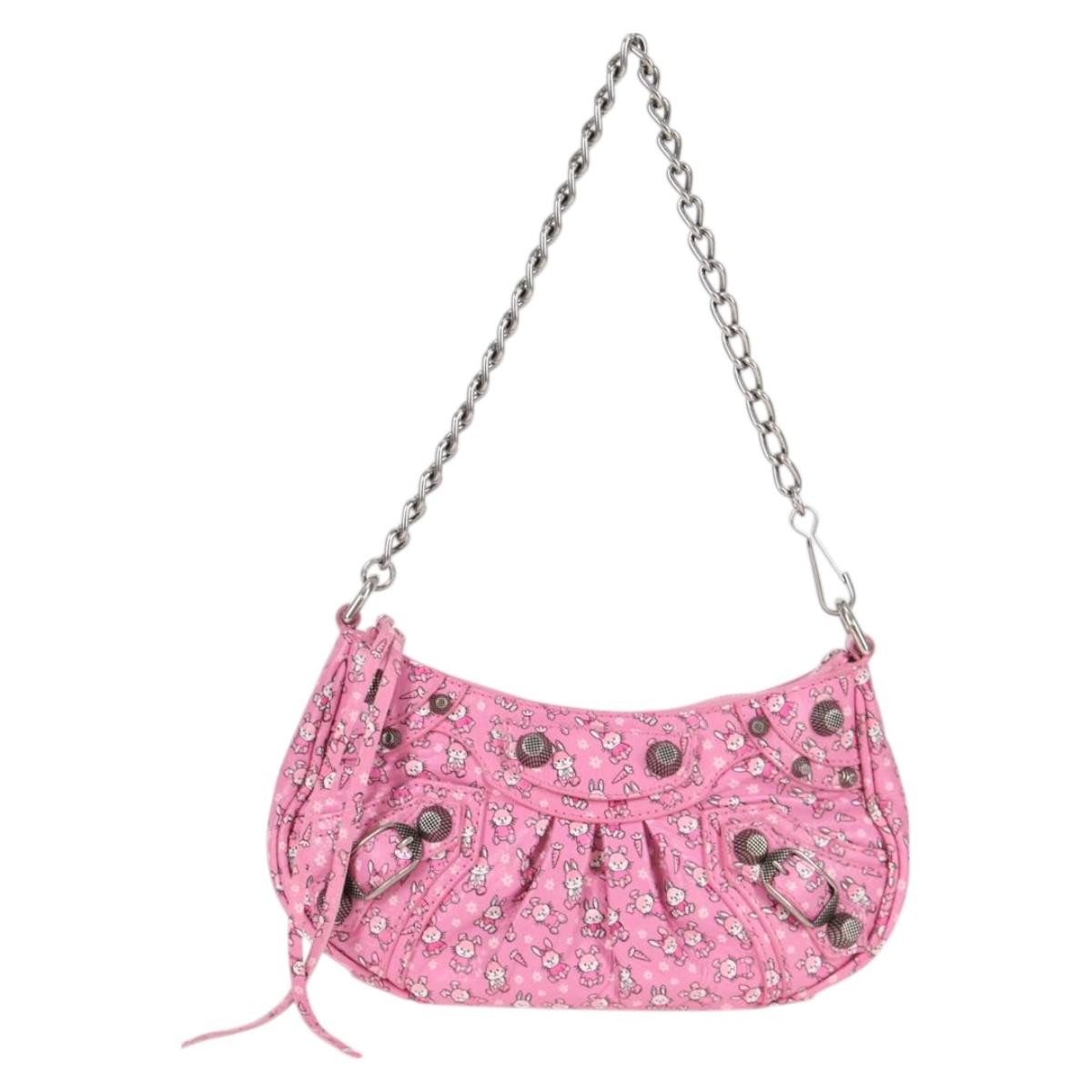 Balenciaga Luka Goal Hand Bag Leather 2WAY Pink Silver 695814