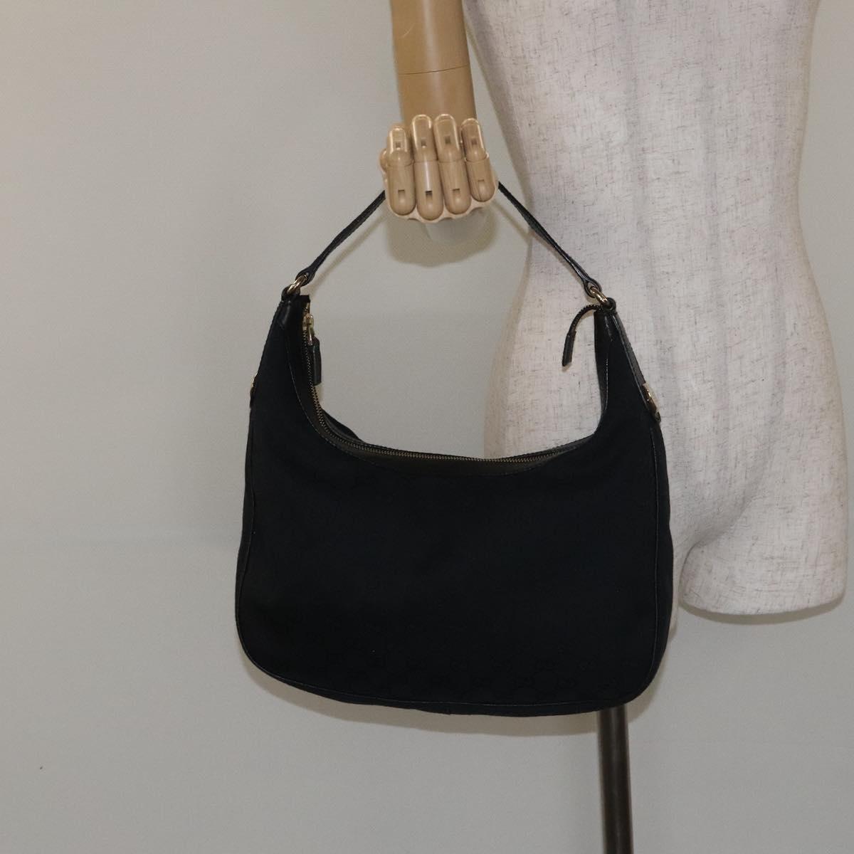 Gucci Gg Canvas Shoulder Bag Black Gold 153010