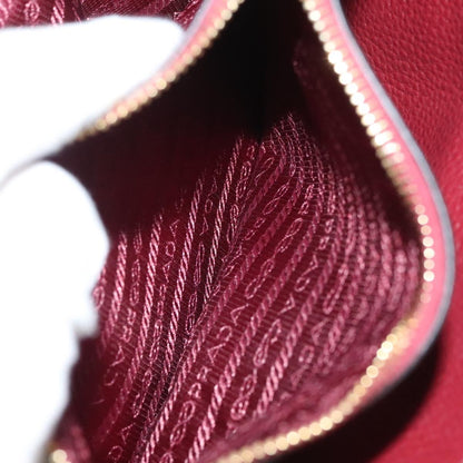 Prada Hand Bag Leather Bordeaux Gold