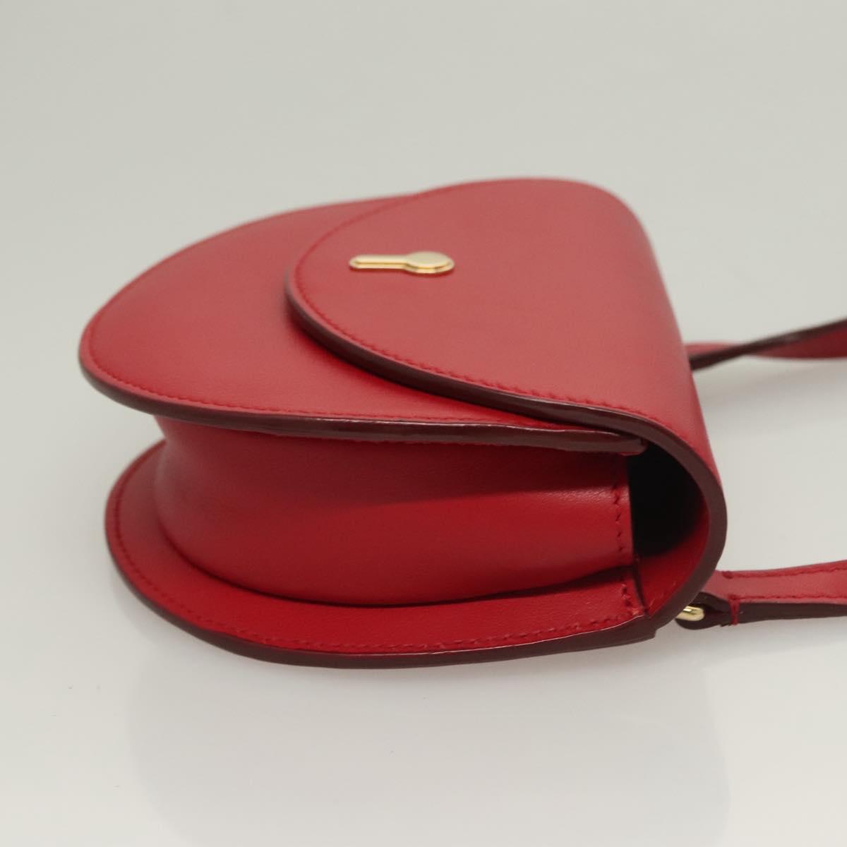 Bally Shoulder Bag Leather Red Gold