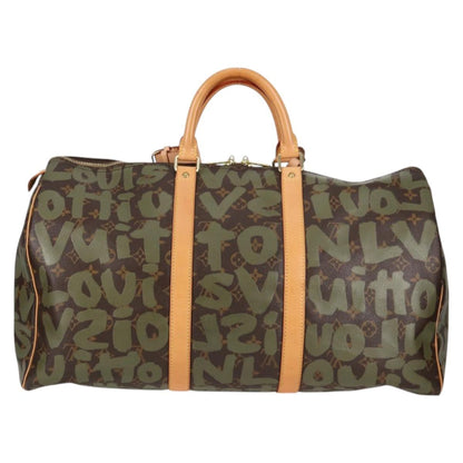 Louis Vuitton Monogram Graffiti Keepall 50 Boston Bag Khaki M92196