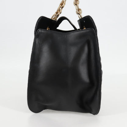 Salvatore Ferragamo Chain Tote Bag Leather Black Gold