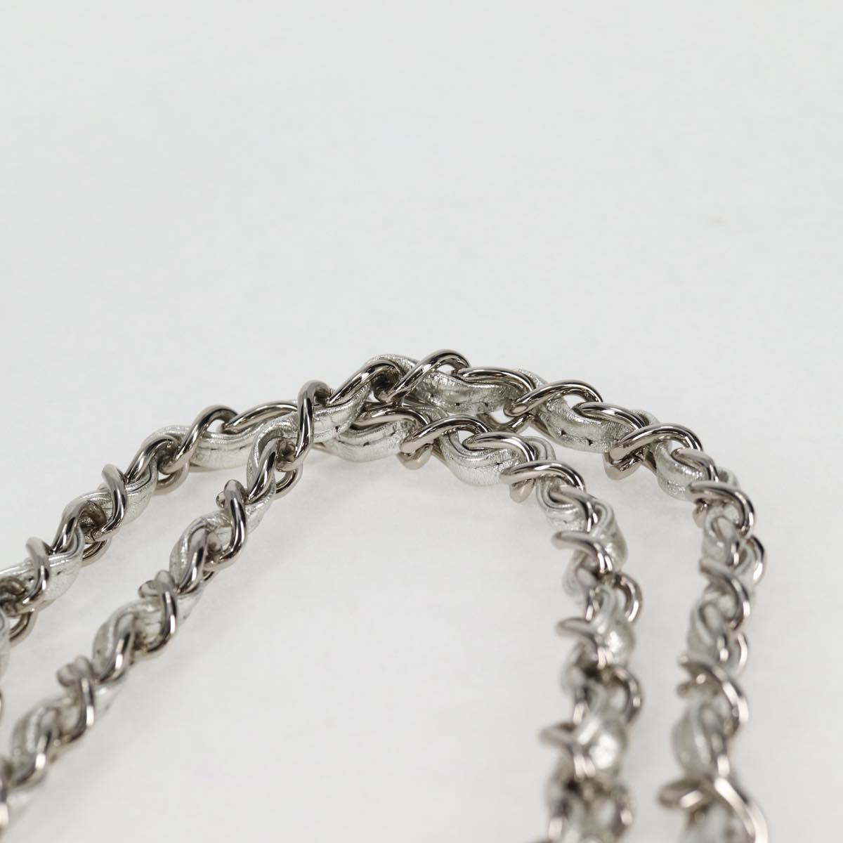 Chanel Chain Matelasse Shoulder Bag Leather Silver Cc
