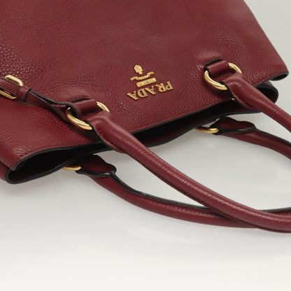 Prada Hand Bag Leather Bordeaux Gold