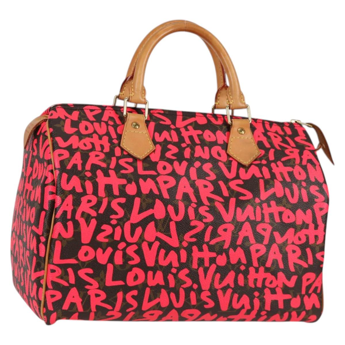Louis Vuitton Monogram Graffiti Speedy 30 Hand Bag Pink M93704 Lv