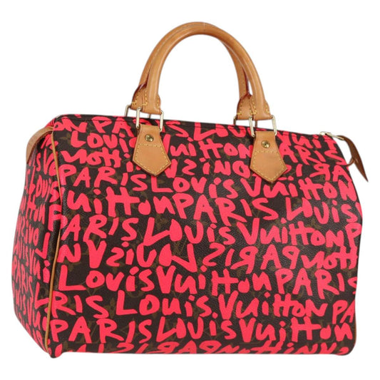 Louis Vuitton Monogram Graffiti Speedy 30 Hand Bag Pink M93704 Lv