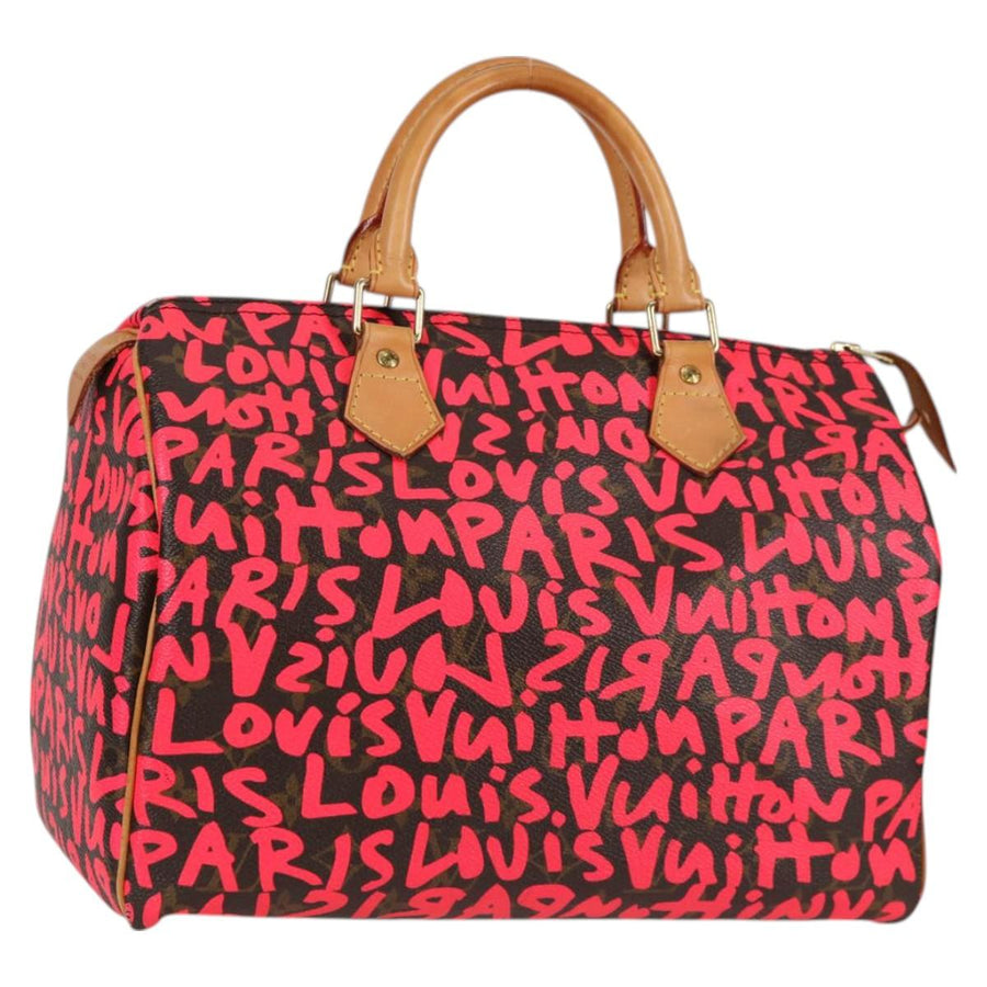 Louis Vuitton Monogram Graffiti Speedy 30 Hand Bag Pink M93704 Lv