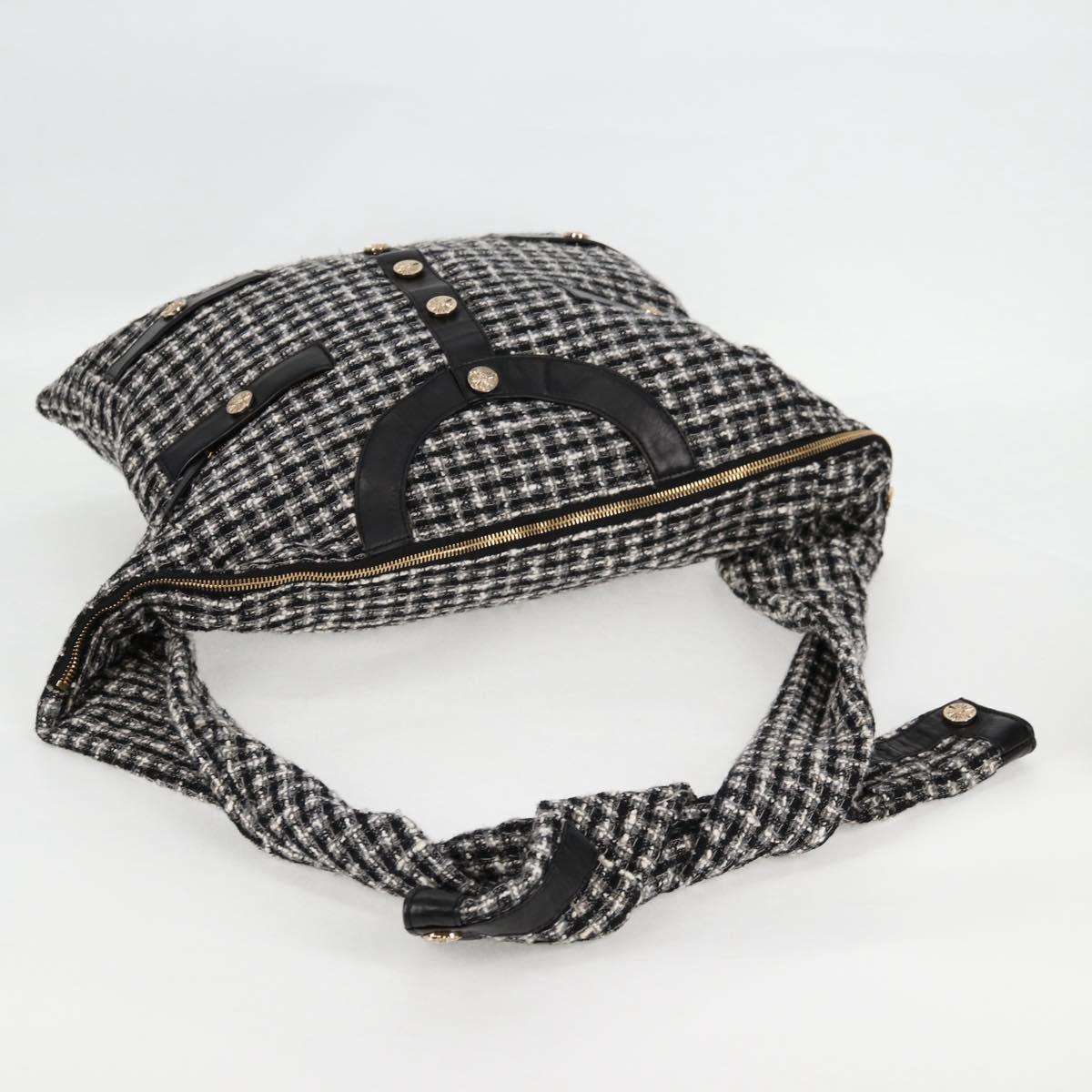 Chanel Girl Chanel Jacket Shoulder Bag Tweed Black White Cc