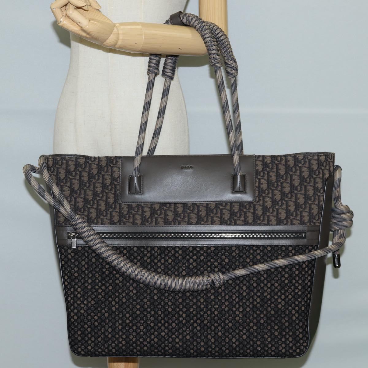 Christian Dior Tote Bag Trotter Canvas Gray Silver