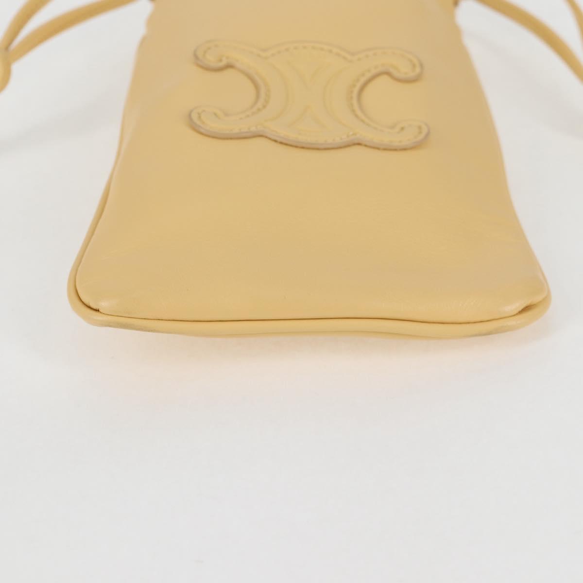 Celine Cuir Triomphe Drawstring Mobile Pouch Leather Yellow