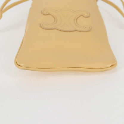 Celine Cuir Triomphe Drawstring Mobile Pouch Leather Yellow