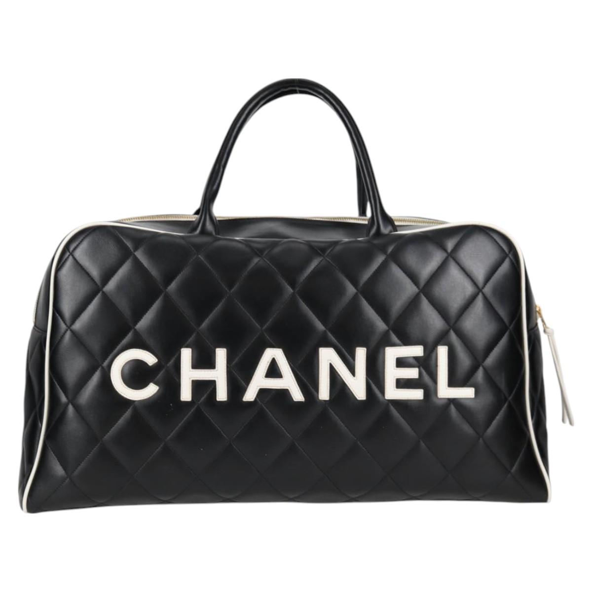 Chanel Matelasse Boston Bag Calf Skin Black Cc