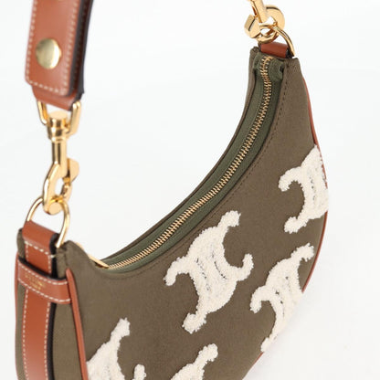 Celine Triomphe Ava Shoulder Bag Canvas Leather Pile Khaki Gold