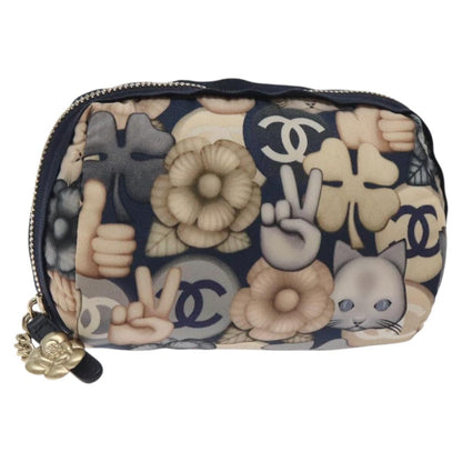 Chanel Coco Mark Pouch Nylon Navy Cc