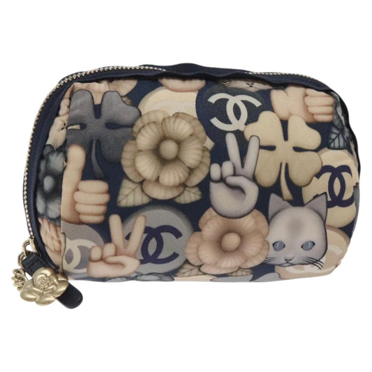 Chanel Coco Mark Pouch Nylon Navy Cc