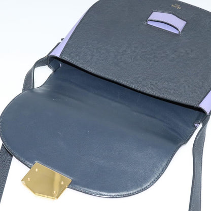 Celine Trotter Shoulder Bag Leather Purple Gold