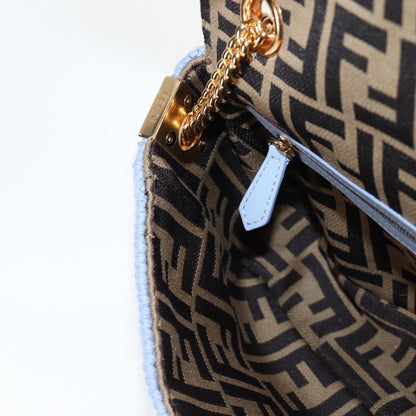 Fendi Chain Mamma Baguette Shoulder Bag Cotton 2WAY Purple Gold