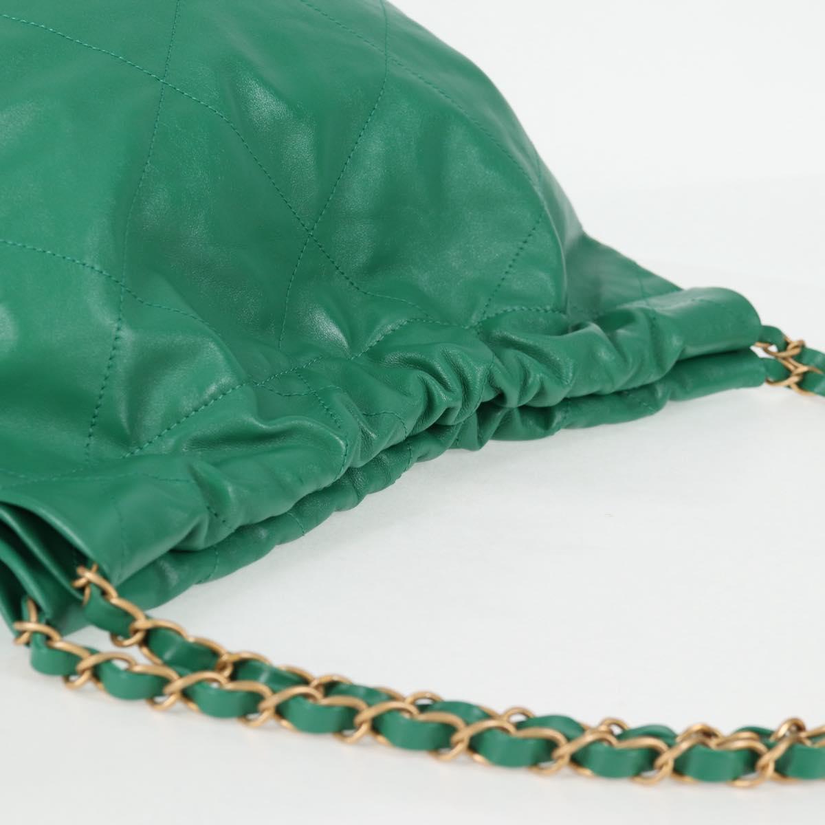 Chanel Chain Chanel 22 Shoulder Bag Lamb Skin Green Gold Cc
