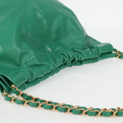 Chanel Chain Chanel 22 Shoulder Bag Lamb Skin Green Gold Cc