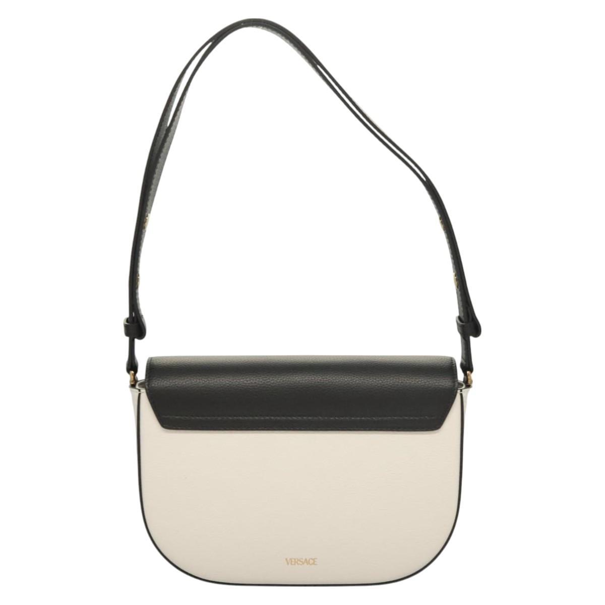 Versace Shoulder Bag Leather Black Gold White