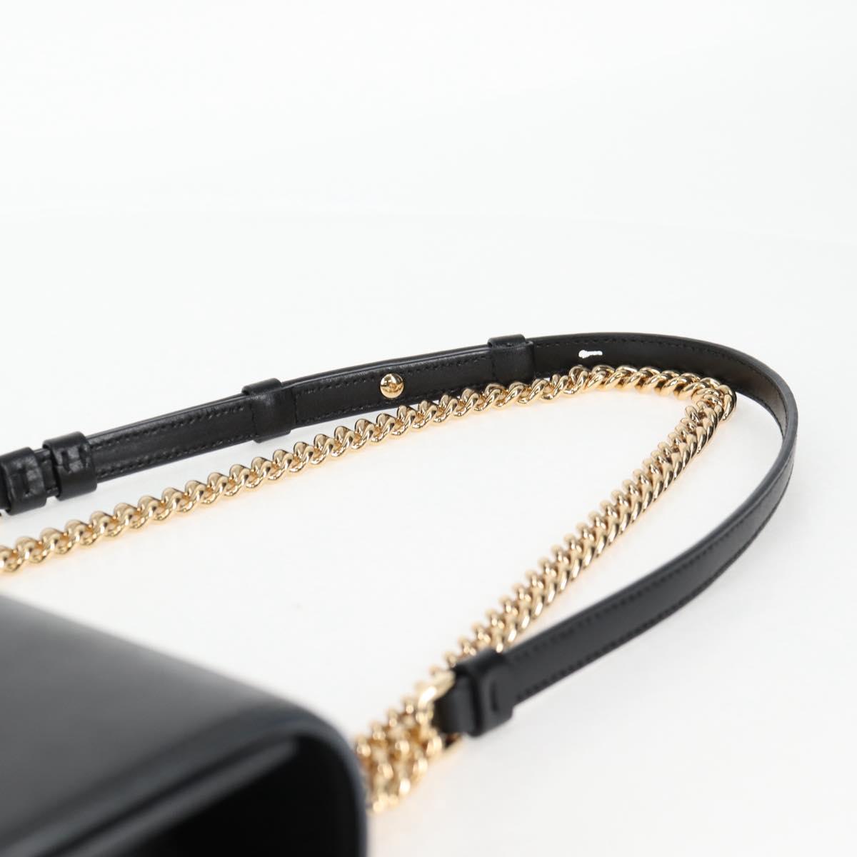Salvatore Ferragamo Vala Chain Shoulder Bag Leather Black Gold
