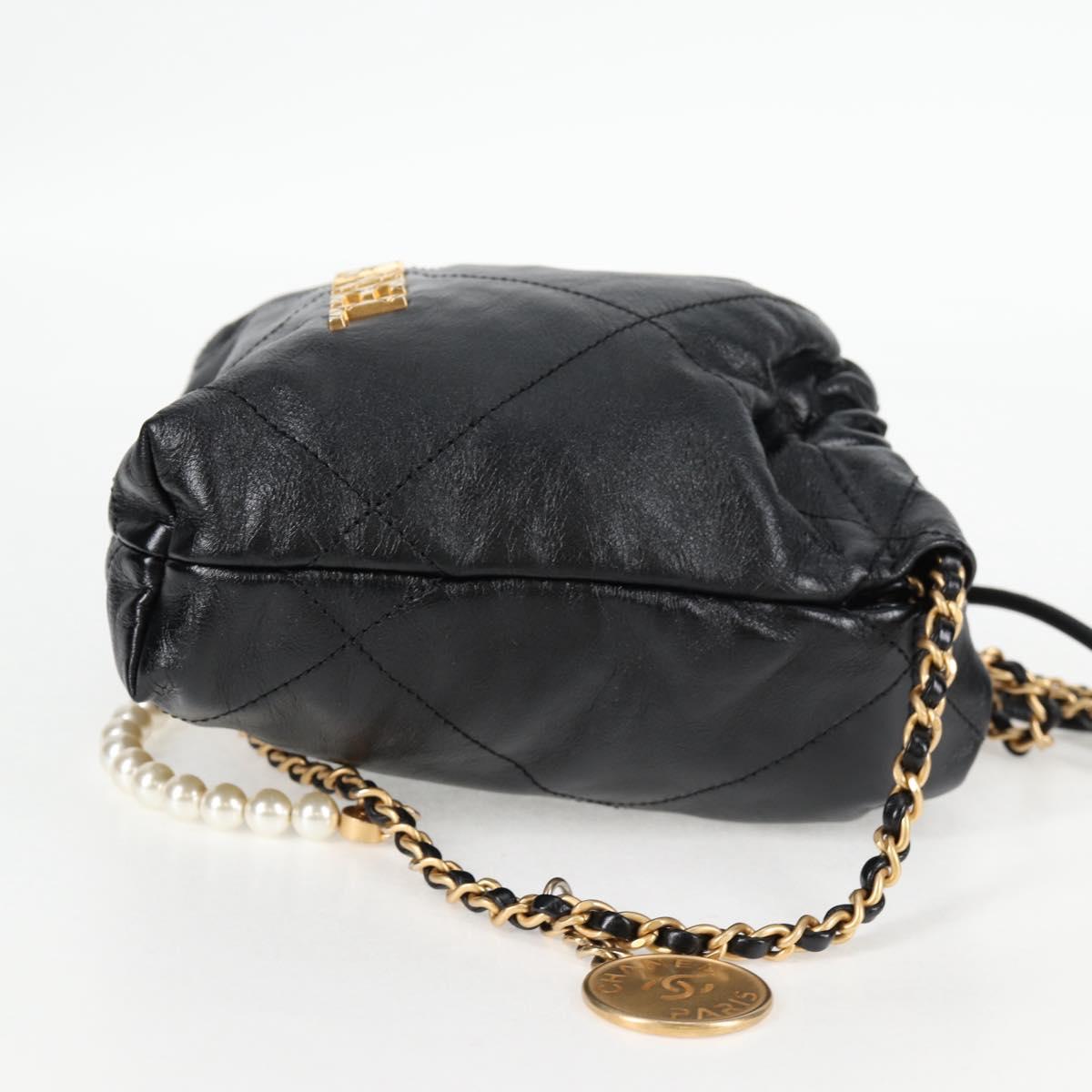 Chanel Chain Chanel 22 Shoulder Bag Leather Black Gold Cc