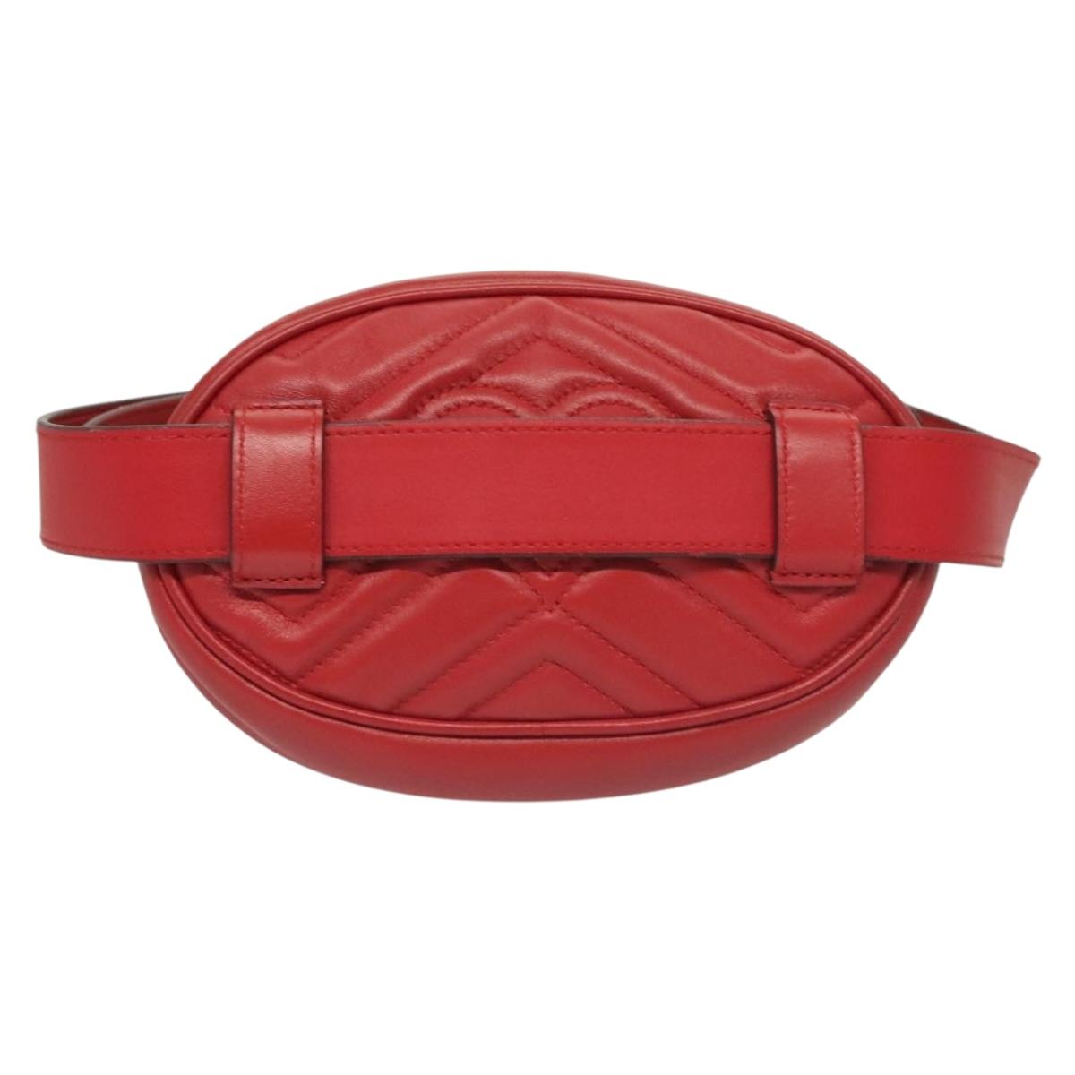 Gucci Gg Marmont Waist Bag Leather Red Gold 476434