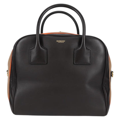 Burberry Hand Bag Leather 2WAY Black Gold