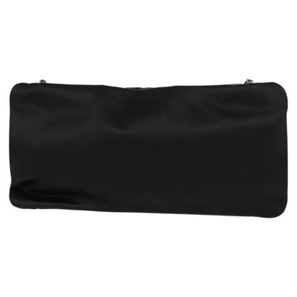 Chanel Camellia Rhinestone Chain Accessory Pouch Satin Black Cc