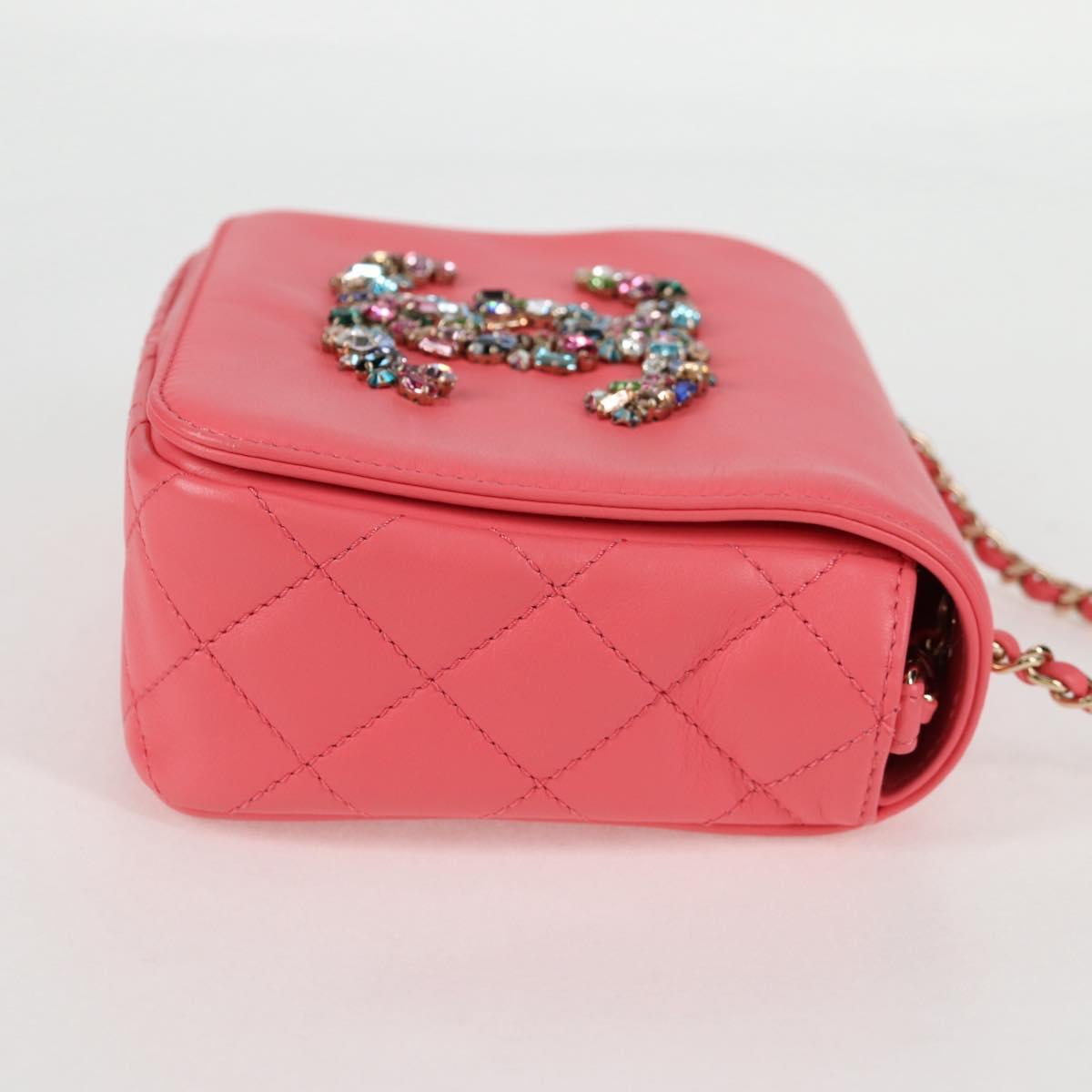 Chanel Matelasse Bijoux Chain Shoulder Bag Lamb Skin Pink Gold Cc