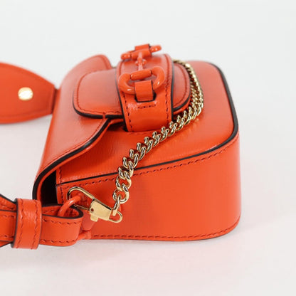 Gucci Sherry Line Shoulder Bag Leather Orange Red Navy 726863