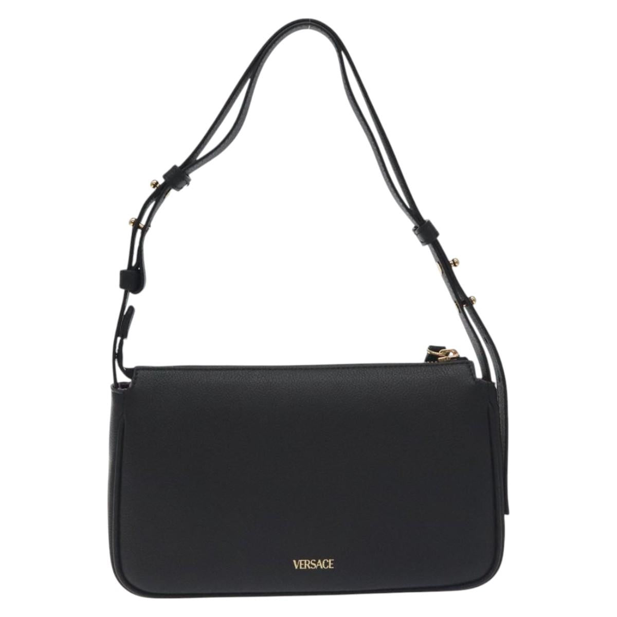Versace Shoulder Bag Leather Black Gold