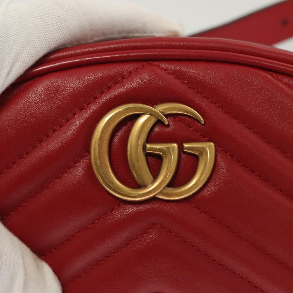 Gucci Gg Marmont Waist Bag Leather Red Gold 476434