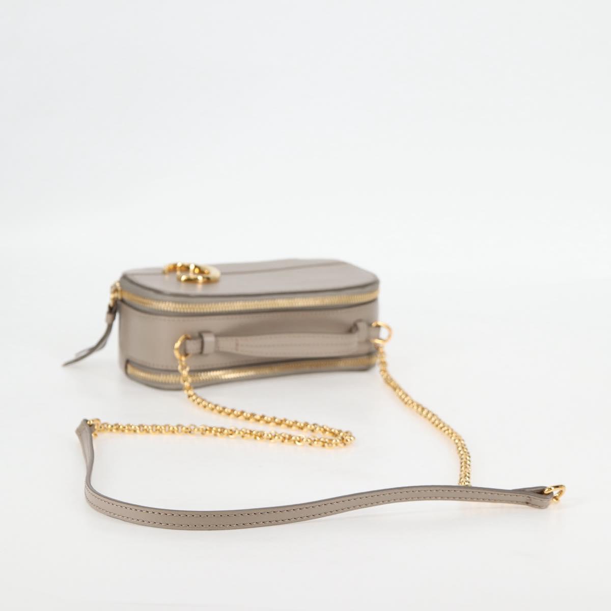 Chloe Chain Shoulder Bag Leather Beige Gold